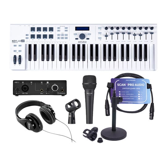 Arturia 49 Key Producer Starter Pack with Steinberg Interface, Shure Headphones, Tascam Mic & More