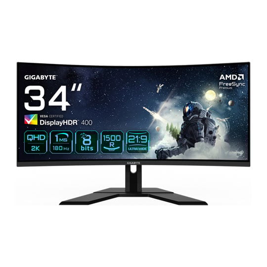 Gigabyte 34" G34WQCP WQHD 180Hz VA AMD FreeSync Premium Curved Gaming Monitor