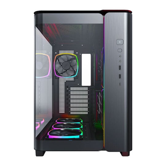 Open Box Montech KING 95 PRO Black Mid Tower Dual Chamber Case with 6 ARGB Fans and 10 Port ARGB Hub : image 3