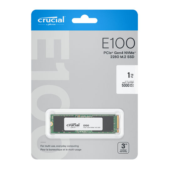 Crucial E100 2TB PCIe Gen4 2280 NVMe M.2 SSD LN154936