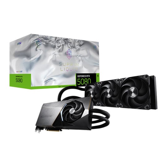 MSI NVIDIA GeForce RTX 5080 16GB SUPRIM LIQUID SOC 360mm Radiator Blackwell Graphics Card