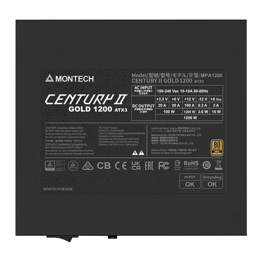 Montech Century II 1200W PCIE 5.1 80+ GOLD Fully Modular ATX3.1 Power Supply : image 3