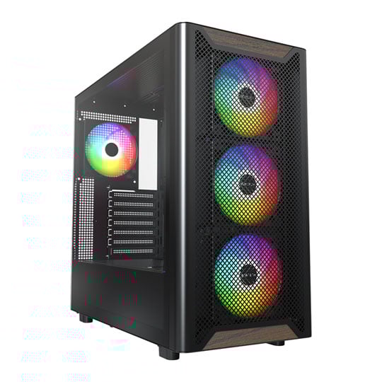 Montech XR WOOD Black Mid Tower PC Case with 4x ARGB Fans