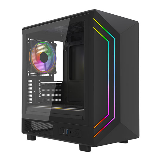 VIDA Apollo M Black Tempered Glass Micro-ATX PC Gaming Case