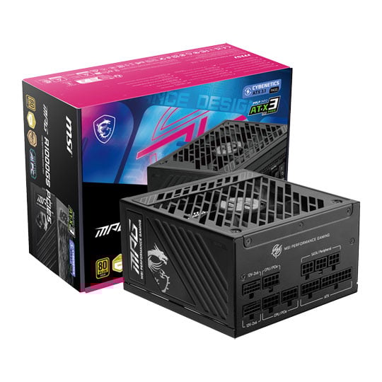 MSI MPG A1000GS 1000W Full Modular Compact 80+ Gold ATX 3.1 PCIE 5.1 Quiet Power Supply/PSU