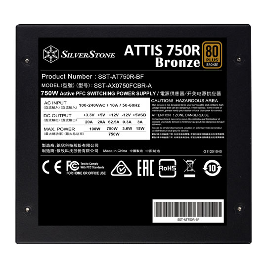 SilverStone ATTIS 750R Bronze 750 Watt Wired 80+ Bronze ATX PSU/Power Supply : image 4