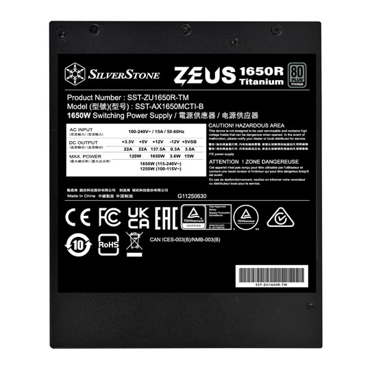 SilverStone ZEUS 1650R Titanium 1650 Watt Fully Modular 80+ Titaniumm ATX3.1 PSU/Power Supply : image 4