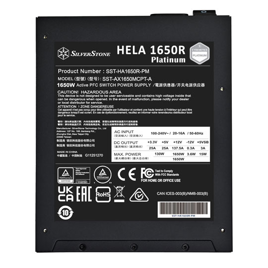 SilverStone HELA 1650R 1650 Watt Fully Modular Cybenetics 80+ Platinum ATX3.1 PSU/Power Supply : image 4