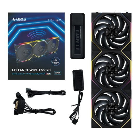 Lian Li UNI TL Wireless 120mm ARGB PWM Fan Black 3 Pack with L-Wireless Hub : image 4