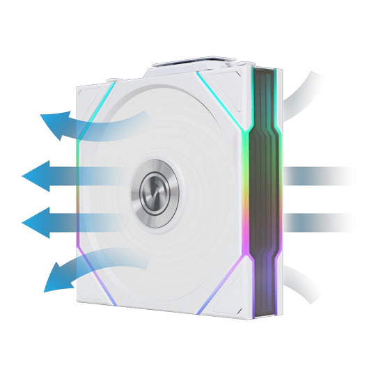 Lian Li UNI TL Wireless Reverse Blade 120mm ARGB PWM Fan White 3 Pack with L-Wireless Hub
