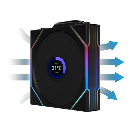 Lian Li UNI TL LCD Wireless 120mm ARGB PWM Fan Black