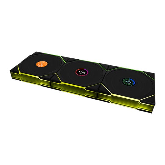 Lian Li UNI TL LCD Wireless Reverse Blade 120mm ARGB PWM Fan Black 3 Pack with L-Wireless Hub