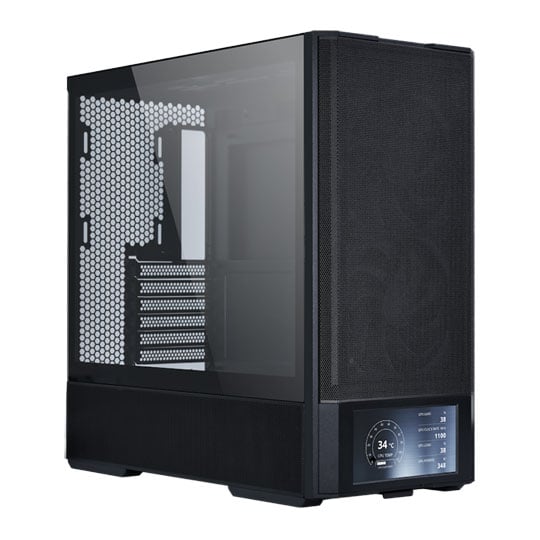 Lian Li LANCOOL 207 Digital Black Mid Tower Compact Tempered Glass PC Gaming Case with 6" LCD Screen