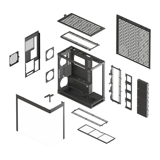 HAVN HS420 Black Hybrid Dual Chamber Mid Tower Tempered Glass Chassis : image 4