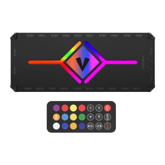 Vida 10 Port SATA Powered PWM ARGB Fan Hub with Remote Black