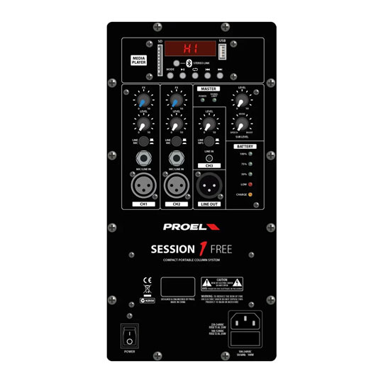 Proel Session1 Free Compact Column PA System (Battery Included) + Mic, Stand and Cable : image 3