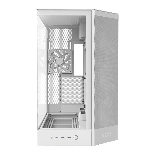 NZXT H9 Flow (2025) Tempered Glass Dual Chamber Mid Tower with 3 F140Q Fans White : image 3
