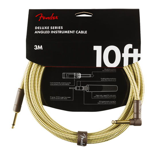 Fender Deluxe Series Instrument Cable, Straight/Angle, Tweed (10 ft)