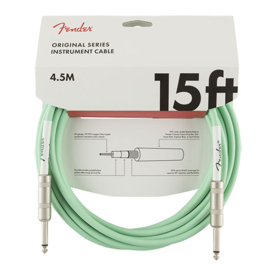 Fender Original Series Instrument Cable, Straight/Straight, Surf Green (15 ft)
