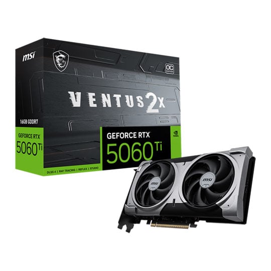 MSI NVIDIA GeForce RTX 5060 Ti 16GB VENTUS 2X OC PLUS Blackwell Graphics Card
