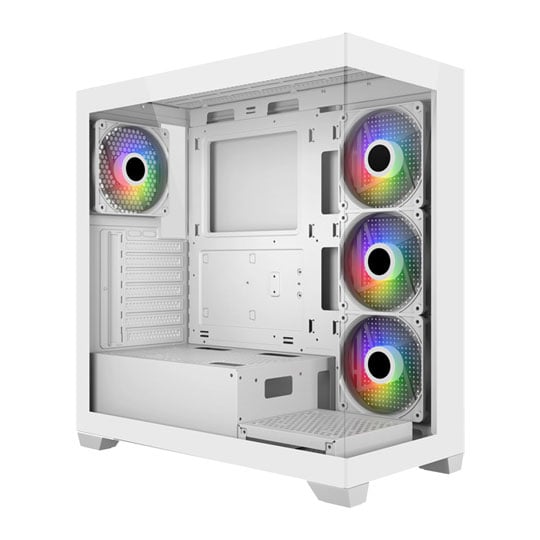 FSP M340 Tempered Glass Mid Tower PC Gaming Case with 4x 120mm ARGB Fans White