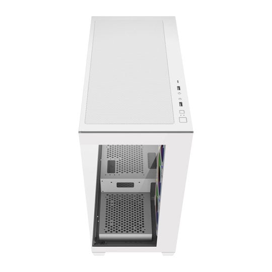 FSP M340 Tempered Glass Mid Tower PC Gaming Case with 4x 120mm ARGB Fans White : image 3