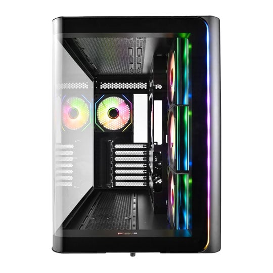 FSP M580 ARGB Dual Chamber Mid Tower Tempered Glass PC Gaming Case with 4x120mm ARGB Fans Black