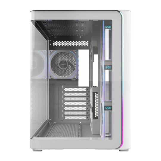 FSP M580PLUS ARGB Dual Chamber Mid Tower Tempered Glass PC Gaming Case with 4x 120mm ARGB Fans White