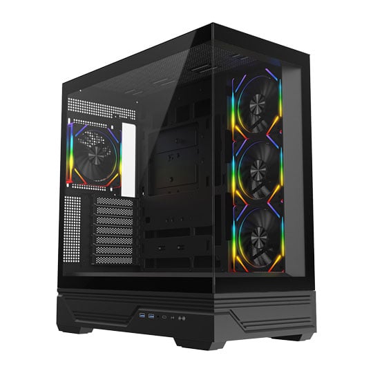 CiT Destiny Black Mid Tower Tempered Glass PC Gaming Case with ARGB Fans
