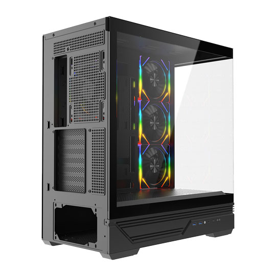 CiT Destiny Black Mid Tower Tempered Glass PC Gaming Case with ARGB Fans : image 4