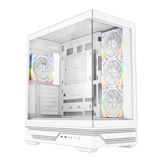 CiT Destiny White Mid Tower Tempered Glass PC Gaming Case with ARGB Fans
