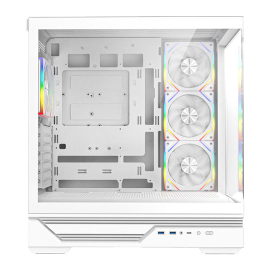 CiT Destiny White Mid Tower Tempered Glass PC Gaming Case with ARGB Fans : image 2