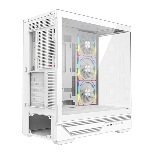 CiT Destiny White Mid Tower Tempered Glass PC Gaming Case with ARGB Fans : image 4
