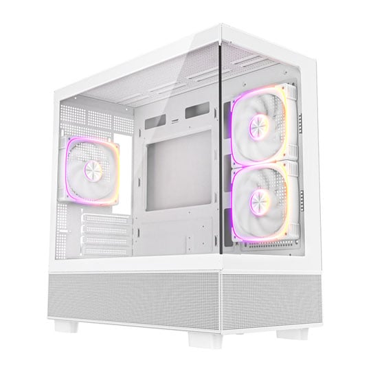 CiT Solar White Micro-ATX Tempered Glass PC Gaming Case with ARGB Fans