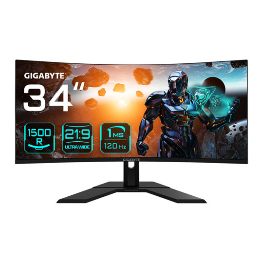 Refurbished Gigabyte 34" GS34WQC WQHD 120Hz FreeSync Premium VA Curved Gaming Monitor