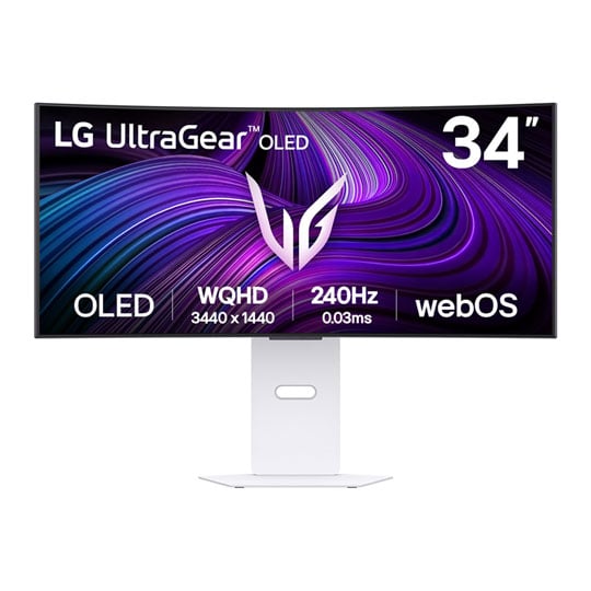 LG UltraGear 34" 34GX90SA-W WQHD 240Hz Curved FreeSync Premium OLED Gaming Monitor