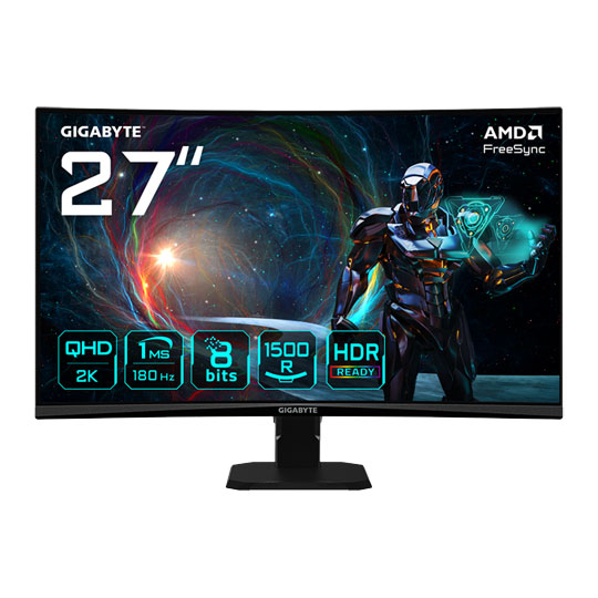 Gigabyte 27" GS27QCA QHD 180Hz AMD FreeSync Curved Monitor