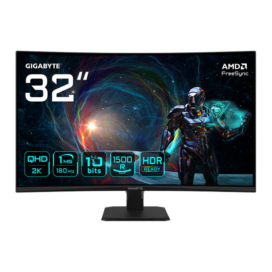 Gigabyte 31.5" GS32QCA QHD 180Hz AMD FreeSync Curved Monitor