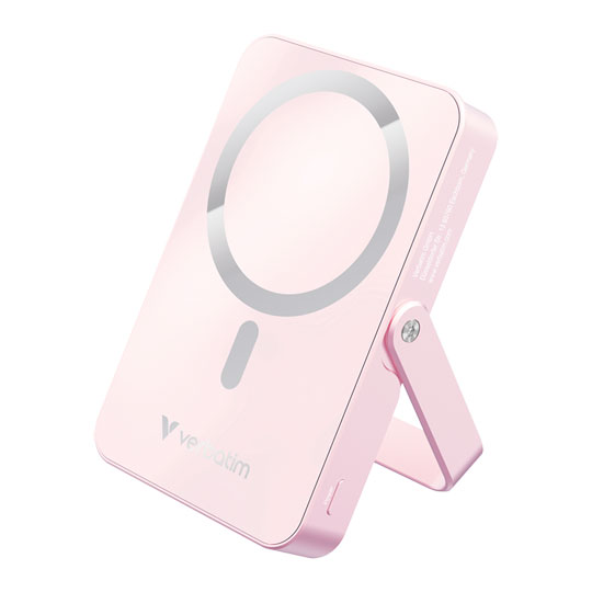 Verbatim Charge 'n' Go Wireless / USB-C 10000mAh Power Bank with Stand, Pink
