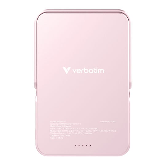 Verbatim Charge 'n' Go Wireless / USB-C 10000mAh Power Bank with Stand, Pink : image 4