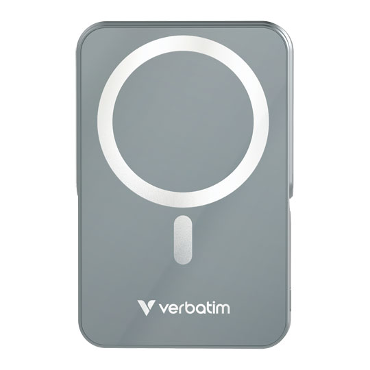 Verbatim Charge 'n' Go Wireless / USB-C 10000mAh Power Bank with Stand, Grey