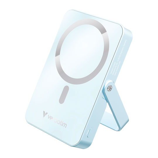 Verbatim Charge 'n' Go Wireless / USB-C 10000mAh Power Bank with Stand, Blue