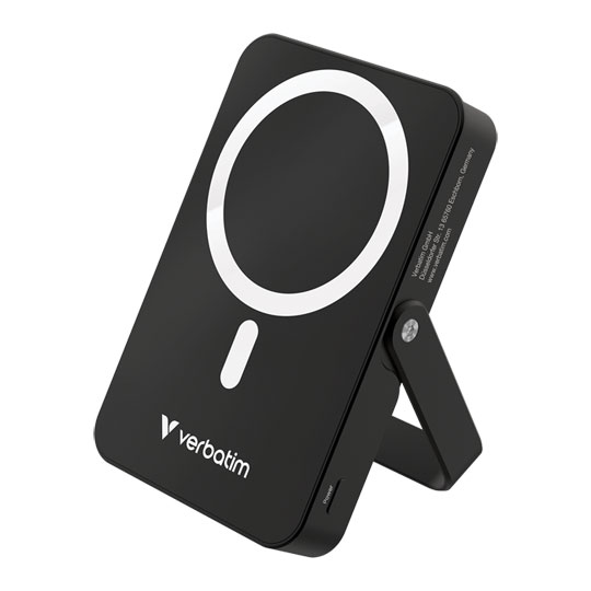 Verbatim Charge 'n' Go Wireless / USB-C 10000mAh Power Bank with Stand, Black
