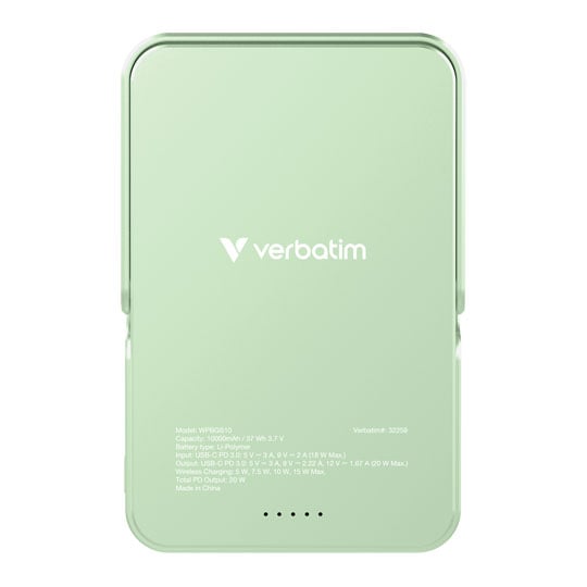 Verbatim Charge 'n' Go Wireless / USB-C 10000mAh Power Bank with Stand, Green : image 4