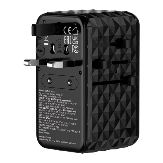 Verbatim Charge n Travel USB-C / USB-A GaN III Universal Travel Adapter