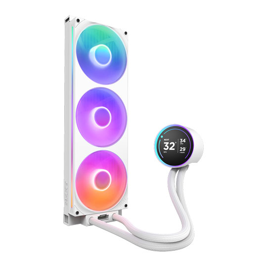 NZXT 420mm Kraken Elite V2 White ARGB Intel / AMD CPU Liquid Cooler with 2.72" IPS