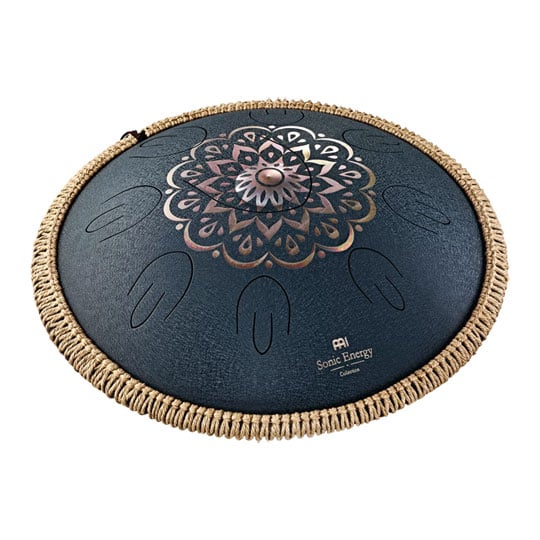 Meinl Sonic Energy Octave Steel Tongue Drum, Navy Blue, Engraved Floral Design, D Amara
