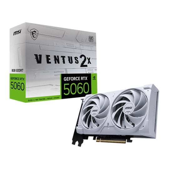 MSI NVIDIA GeForce RTX 5060 8GB VENTUS 2X OC WHITE Blackwell Graphics Card