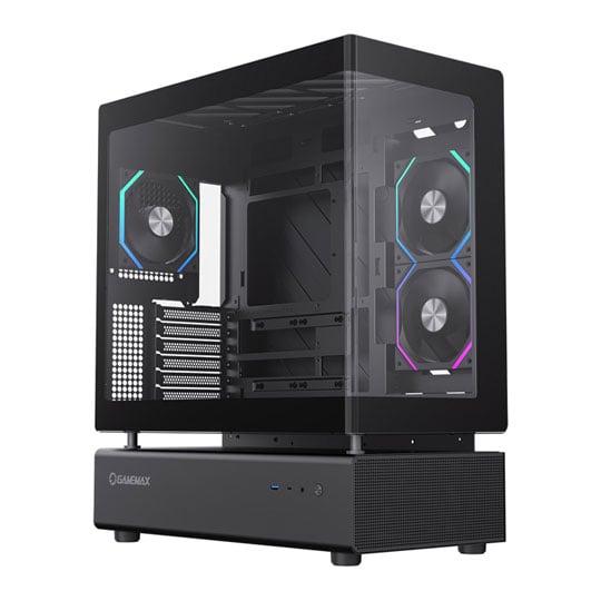 GameMax N80 Black Mid Tower Tempered Glass PC Gaming Case with 6x ARGB Fans