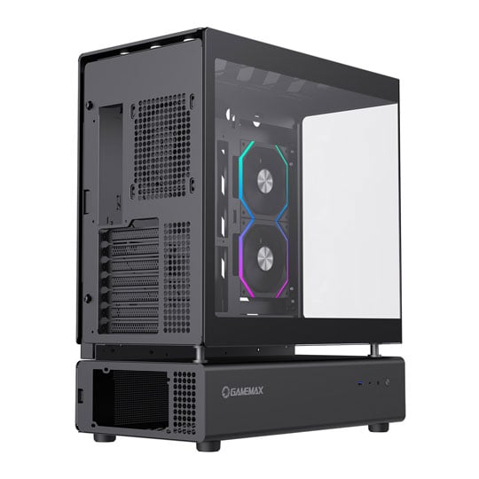 GameMax N80 Black Mid Tower Tempered Glass PC Gaming Case with 6x ARGB Fans : image 4